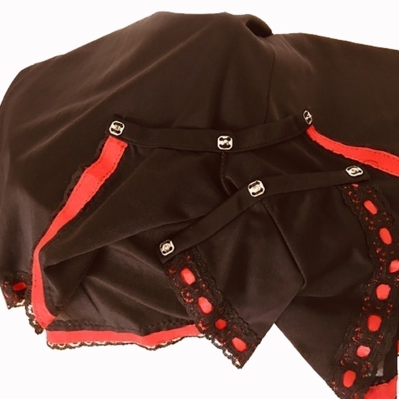 VINTAGE 60s Kayser Black Nylon Teddy Culotte Slip Red Satin ribbon detail - Picture 7 of 12